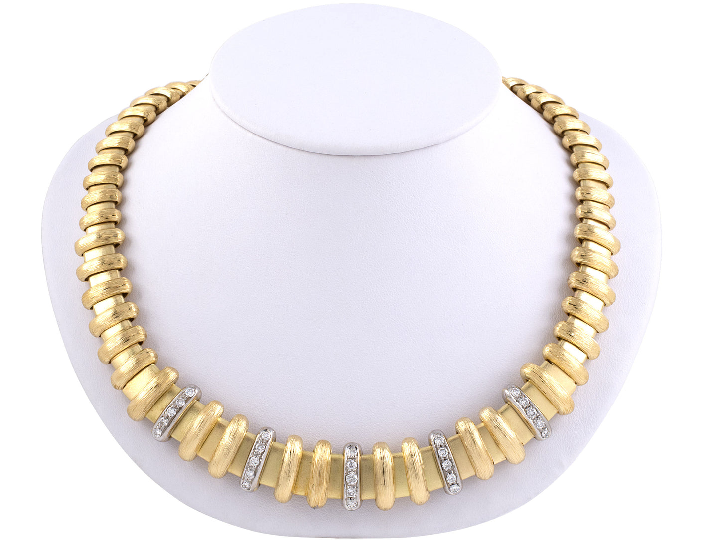 45055 - SOLD - Gold Diamond Bar Link Necklace