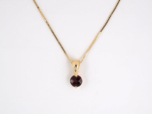 45056 - Gold Garnet Diamond Drop Pendant Necklace