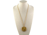 45080 - Art Nouveau  C. Beach Gold Diamond Beal Medal Pendant Necklace