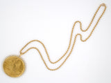 45080 - Art Nouveau  C. Beach Gold Diamond Beal Medal Pendant Necklace