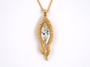 45085 - SOLD - Gold GIA Marquise Diamond Snake Pendant Necklace