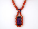 45092 - Gold Coral Amethyst Cluster Drop Necklace