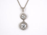 45095 - Platinum Diamond 2-Stone Drop Pendant Necklace