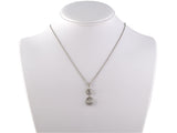 45095 - Platinum Diamond 2-Stone Drop Pendant Necklace