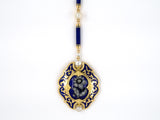 45098 - Victorian Gold Silver Diamond Pearl Blue Enamel Sautoir Necklace