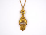 45107 - SOLD - Victorian Gold 1/2-Pearl Pendant Necklace With Chain
