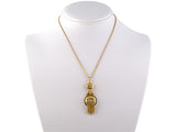 45107 - SOLD - Victorian Gold 1/2-Pearl Pendant Necklace With Chain