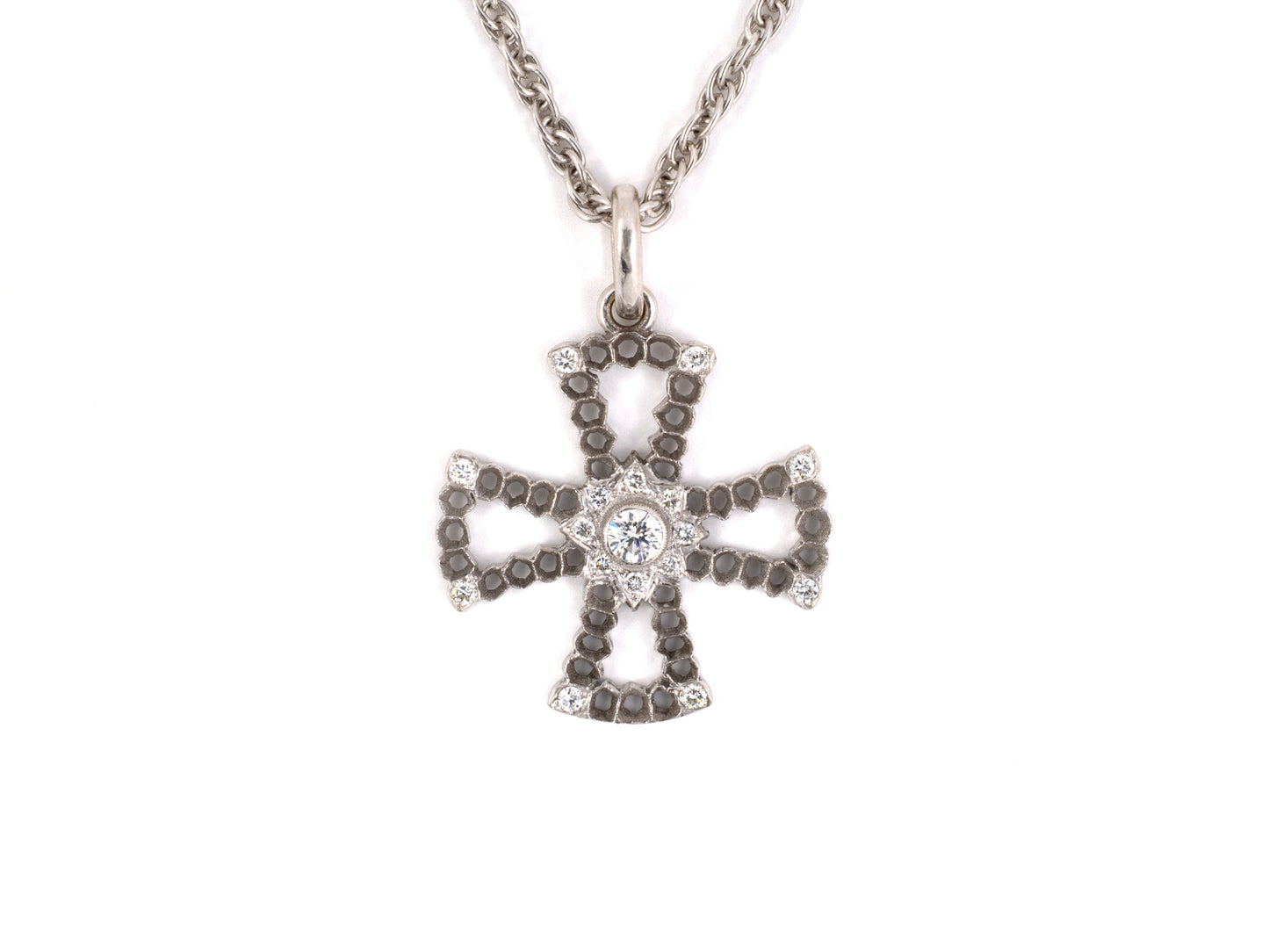45108 - Buccellati Gold Diamond Maltese Cross Pendant Necklace