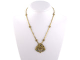45116 - Art Nouveau Gold Diamond Ruby Sapphire Emerald Floral Basket Necklace