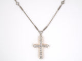 45118 - Edwardian Platinum Gold Diamond Cross Pedant Necklace