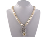 45122 - SOLD - Circa 1965 Platinum Diamond Pearl Necklace With Drop Pendant