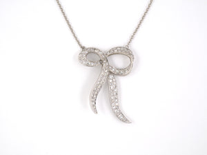 45128 - Platinum Diamond Bow Pendant Necklace