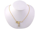 45136 - Gold GIA Diamond Ruby Carved Snake Pendant Necklace