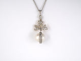 45142 - Edwardian Platinum On Gold Pearl Drop Pendant Necklace