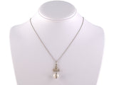 45142 - Edwardian Platinum On Gold Pearl Drop Pendant Necklace