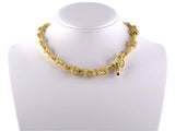 45143 - Gold Diamond Ruby Textured Link Necklace