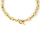 45143 - Gold Diamond Ruby Textured Link Necklace