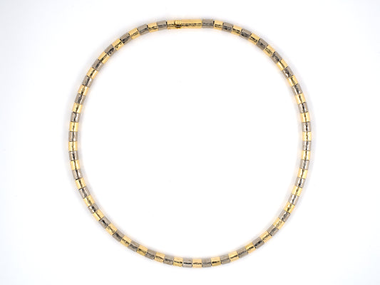 45144 - SOLD - Gold Alternating Faceted Section Necklace