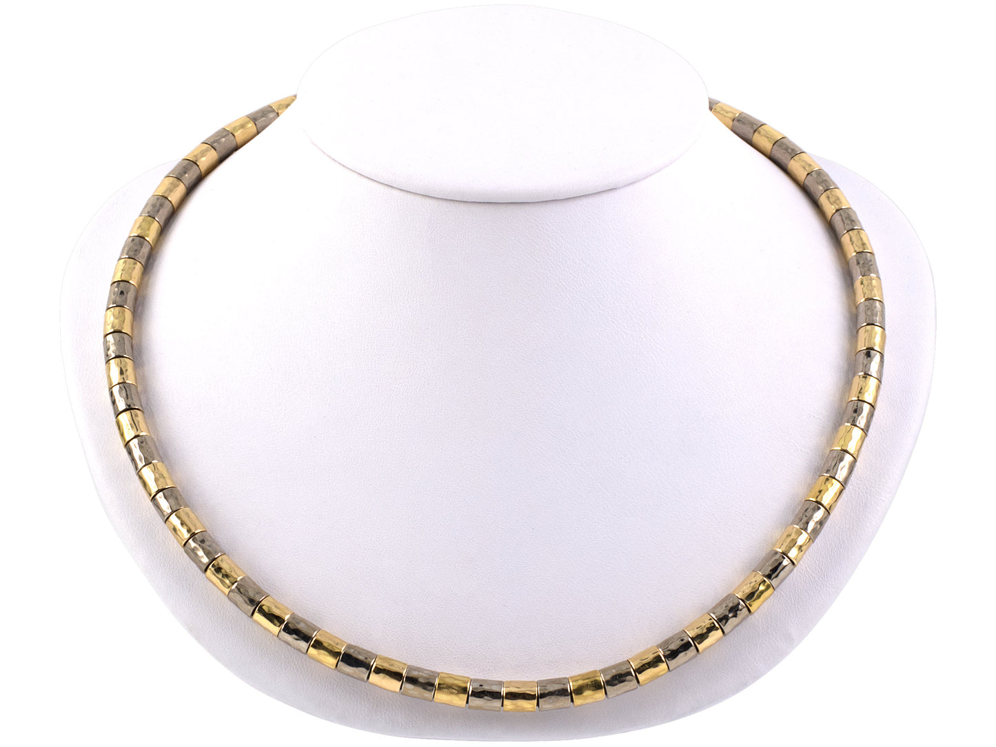 45144 - SOLD - Gold Alternating Faceted Section Necklace