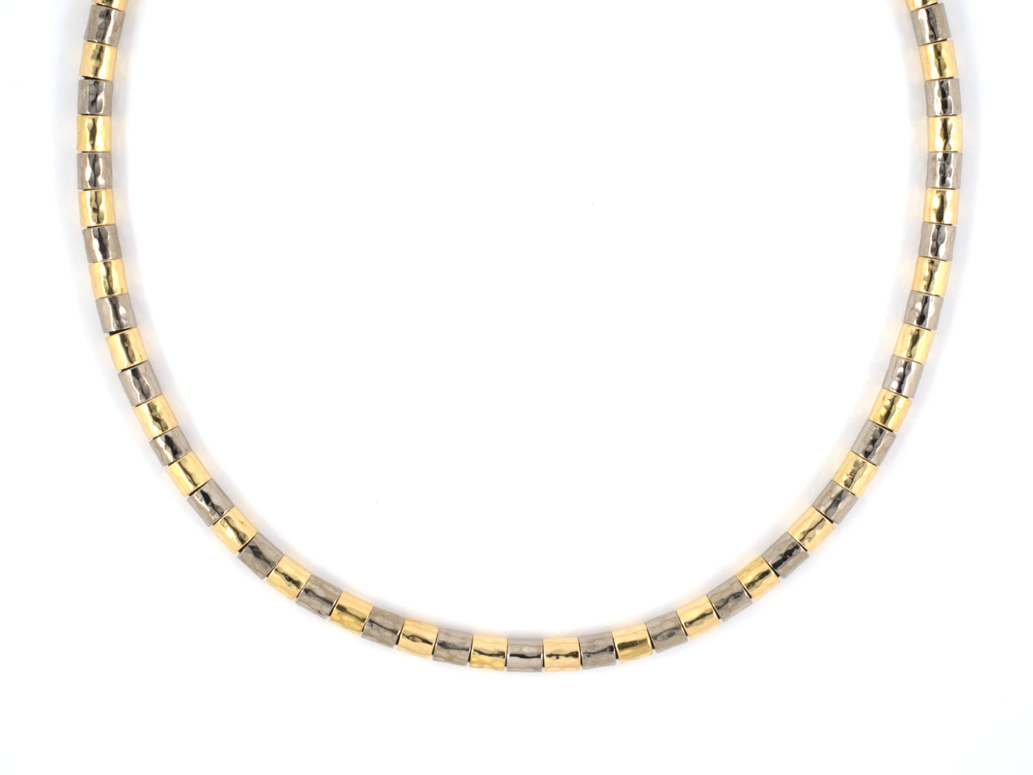 45144 - SOLD - Gold Alternating Faceted Section Necklace