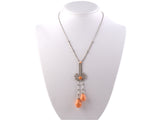 45152 - Edwardian Platinum Diamond Coral Neglige Necklace