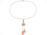 45152 - Edwardian Platinum Diamond Coral Neglige Necklace