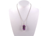 45154 - Gold Kunzite Diamond Oval Cluster Pendant Necklace