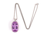 45154 - Gold Kunzite Diamond Oval Cluster Pendant Necklace