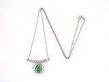 45159 - SOLD - Platinum Gold Diamond Emerald Pear Shape Cluster Pendant Necklace