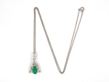 45162 - SOLD - Platinum Gold Diamond Emerald Drop Pendant Necklace