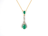 45163 - SOLD - Platinum Gold Diamond Emerald Drop Pendant Necklace