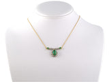 45166 - Platinum Gold Diamond Emerald Pear Shape Cluster Pendant Necklace