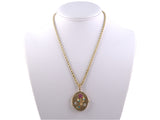 45175 - SOLD - Gold Ruby Diamond Turquoise Locket Charm Pendant Necklace