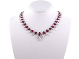 45176 - Cerro Platinum GIA Diamond Rubellite Drop Dangle Detachable Pendant Necklace