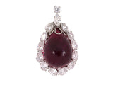 45176 - Cerro Platinum GIA Diamond Rubellite Drop Dangle Detachable Pendant Necklace