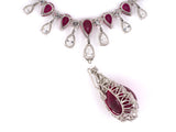 45176 - Cerro Platinum GIA Diamond Rubellite Drop Dangle Detachable Pendant Necklace