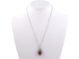 45178 - SOLD - Platinum Diamond Rubellite Pear Shape Pendant