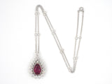 45178 - SOLD - Platinum Diamond Rubellite Pear Shape Pendant