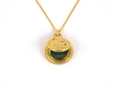 45180 - SOLD - Art Nouveau Austrian Gold Diamond Emerald Woman Profile Locket Pendant Necklace