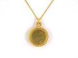 45180 - SOLD - Art Nouveau Austrian Gold Diamond Emerald Woman Profile Locket Pendant Necklace