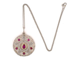 45188 - Victorian Circa 1890 Platinum Gold AGL Ruby Diamond Circular Pendant Necklace