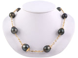 45191 - Gold Tahitian Black Baroque Pearl Necklace