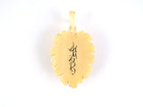 45195 - Carved Bone Rose Leaf Hinged Locket Gold  Bezel Pendant