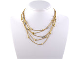 45199 - SOLD - Gold Diamond 5 Strand Alternating Tear Drop Ornament Necklace