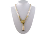 45200 - Penny Preville Gold Diamond Ruby Tourmaline Horse Akoya Pearl Sabi Rondel Tassel Necklace