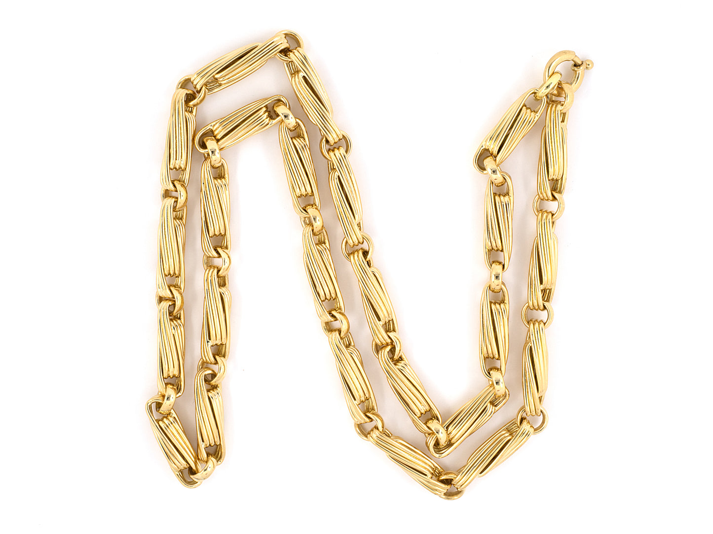 45207 - Abel & Zimmerman Germany Gold Hollow 3 Wire Twisted Link Necklace