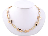 45214 - Sidney Garber Gold Alternating Geometric Assorted Link Necklace