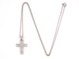 45219 - SOLD - Gold Diamond Carved Cross Pendant With Cable Chain