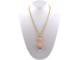 45223 - Gold Diamond Coral Drop Pendant Necklace