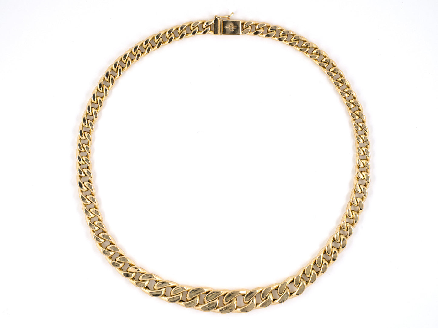 45225 - SOLD - Circa 1980s Italy Gold Tapered Hollow Curb Link Necklace